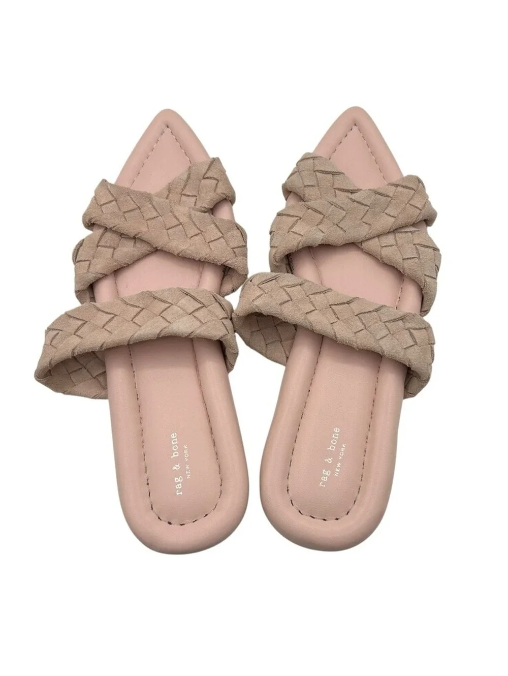Rag & Bone Pink Woven Slide Sandals Flat Mule Shoes Size 7.5